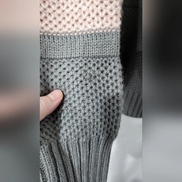 Pastel Stripe Women‎ Textured Crewneck Sweater L Soft Girl Ski Aspen Chic Winter - Picture 6 of 8